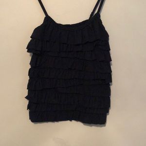 Navy ruffled tank